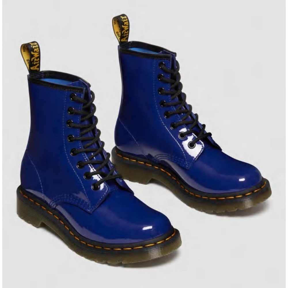 Dr. Martens 1460 Cobalt Blue Patent Leather Lace Up Boots Womens Size: 6